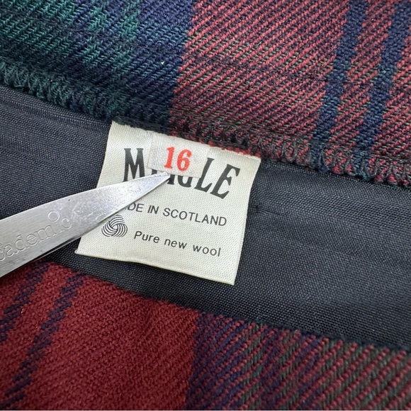 Meigle Scottish 100% pure new wool Red Green Tartan Watch Plaid skirt New Sz 16 - Picture 5 of 7